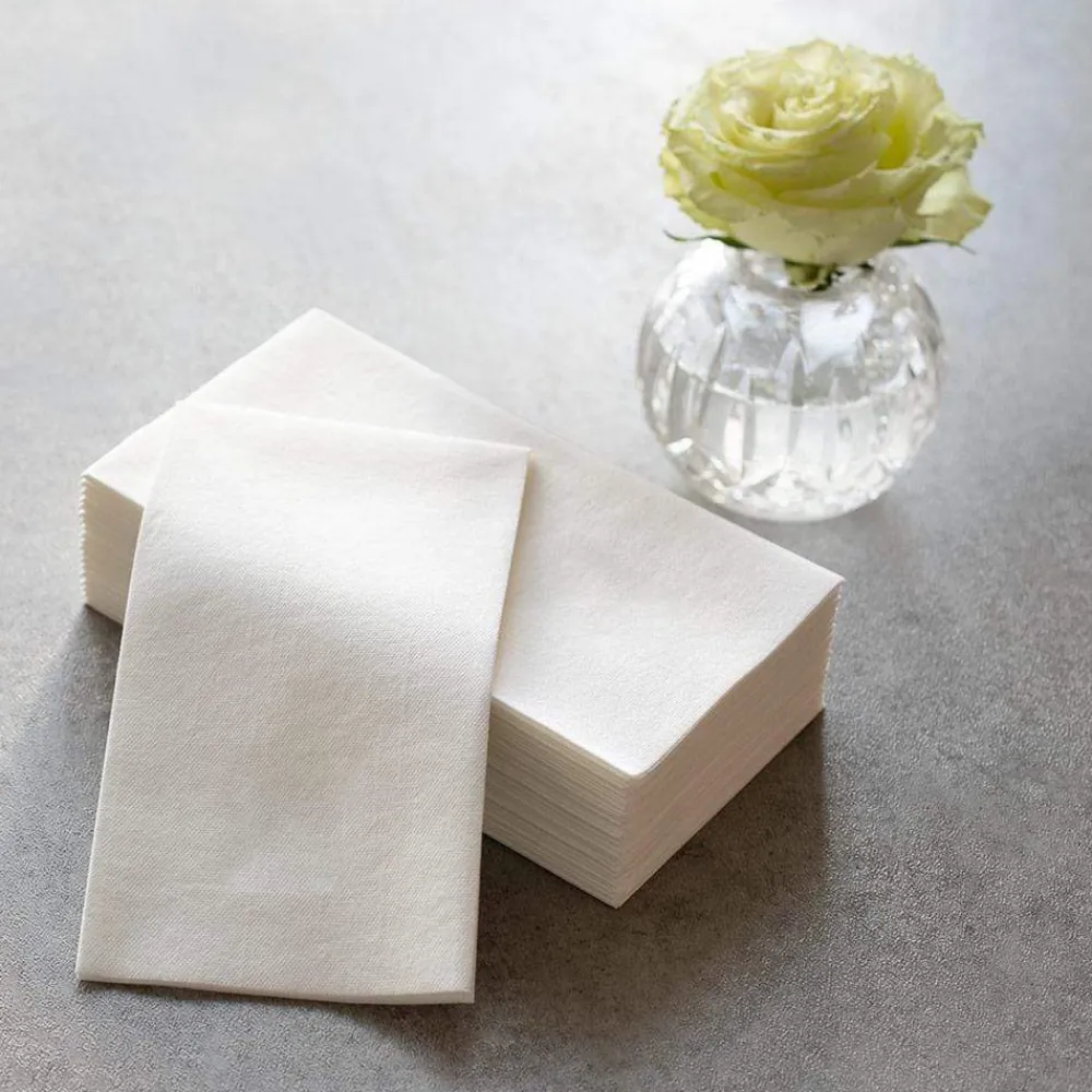 Caspari Christmas Napkins|Bridal Shower|Paper Linen Solid Guest Towel Napkins in White - 12 Per Package