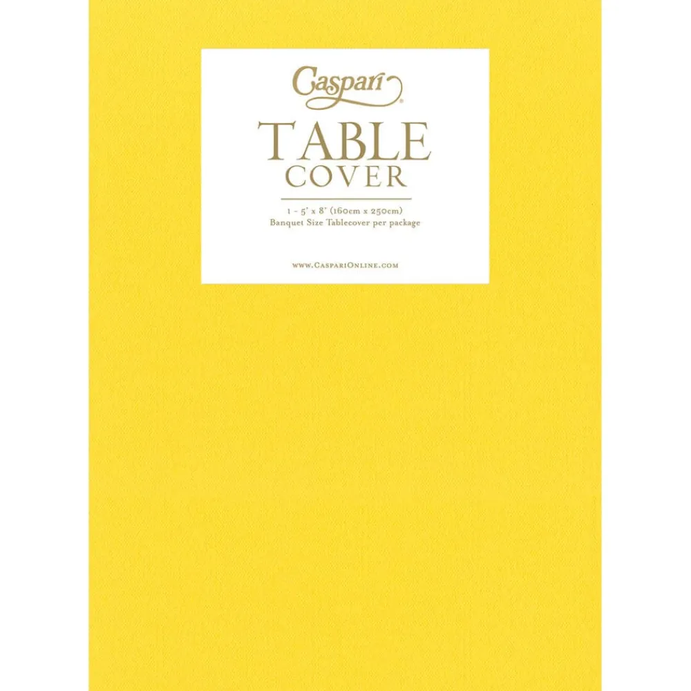 Caspari Bridal Shower|Table Linens|Paper Linen Solid Table Cover in Yellow - 1 Each