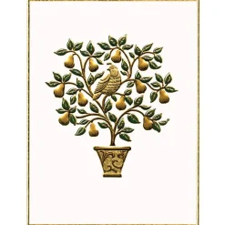 Caspari Christmas And Holiday Cards|Boxed Holiday Cards|Partridge in a Pear Tree Foil Embossed Large Boxed Christmas Cards - includes 10 Cards & Envelopes
