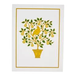 Caspari Christmas And Holiday Cards|Boxed Holiday Cards|Partridge in a Pear Tree Foil Embossed Large Boxed Christmas Cards - includes 10 Cards & Envelopes