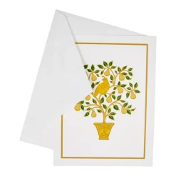 Caspari Christmas And Holiday Cards|Boxed Holiday Cards|Partridge in a Pear Tree Foil Embossed Large Boxed Christmas Cards - includes 10 Cards & Envelopes