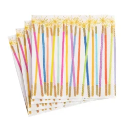 Caspari Birthday|Paper Cocktail Napkins|Party Candles Paper Cocktail Napkins - 20 Per Package