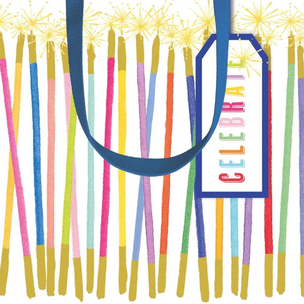 Caspari Birthday|Gift & Bottle Bags|Party Candles Small Square Gift Bag - 1 Each