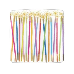 Caspari Birthday|Paper Salad And Dessert Plates|Party Candles Square Paper Salad & Dessert Plates - 8 Per Package