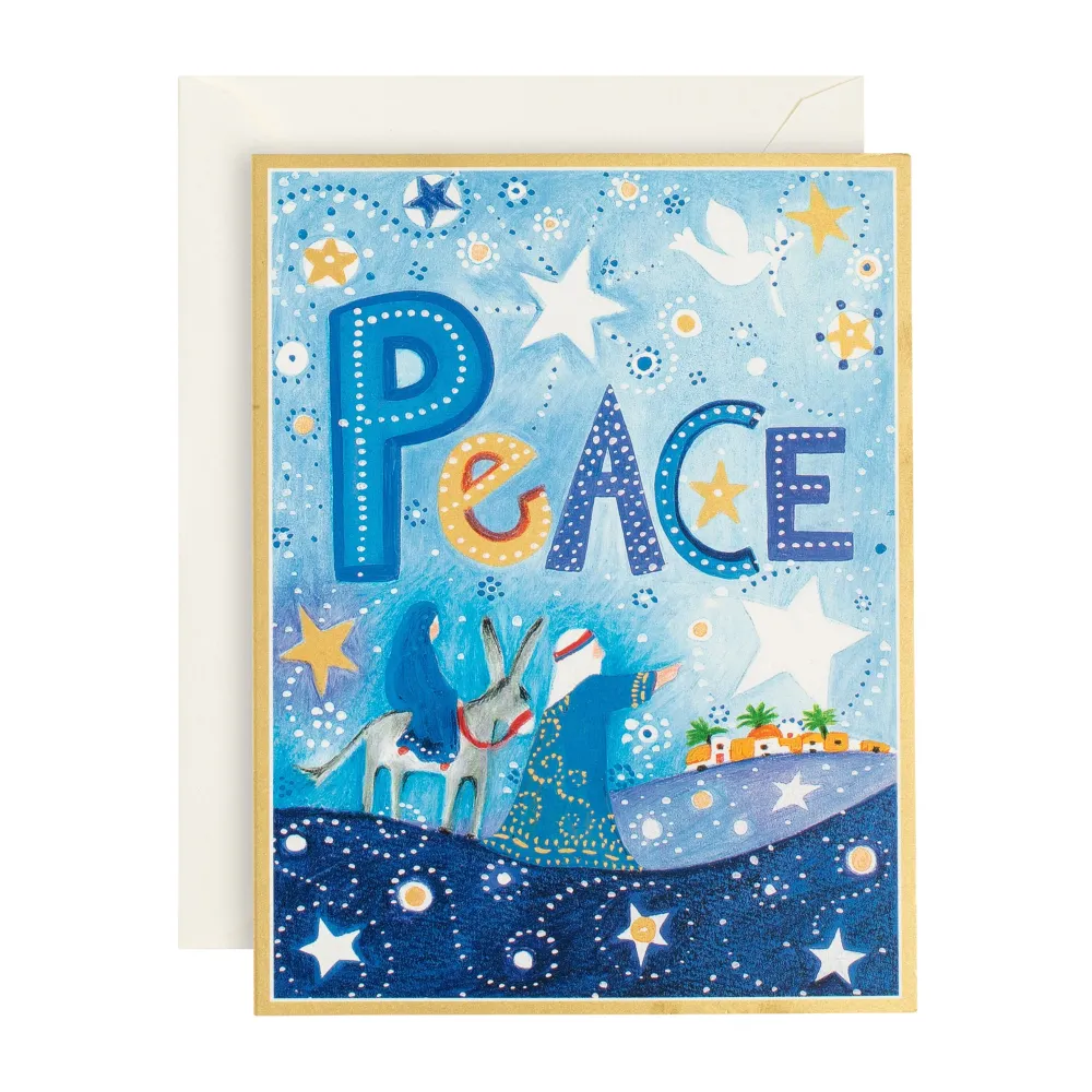 Caspari Christmas And Holiday Cards|Boxed Holiday Cards|Peace Classic Boxed Christmas Cards - includes 15 cards & envelopes