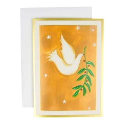 Caspari Christmas And Holiday Cards|Boxed Holiday Cards|Peace Dove With Holly Branch B-Size Boxed Christmas Cards - 15 Cards And Envelopes