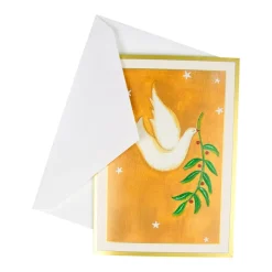 Caspari Christmas And Holiday Cards|Boxed Holiday Cards|Peace Dove With Holly Branch B-Size Boxed Christmas Cards - 15 Cards And Envelopes