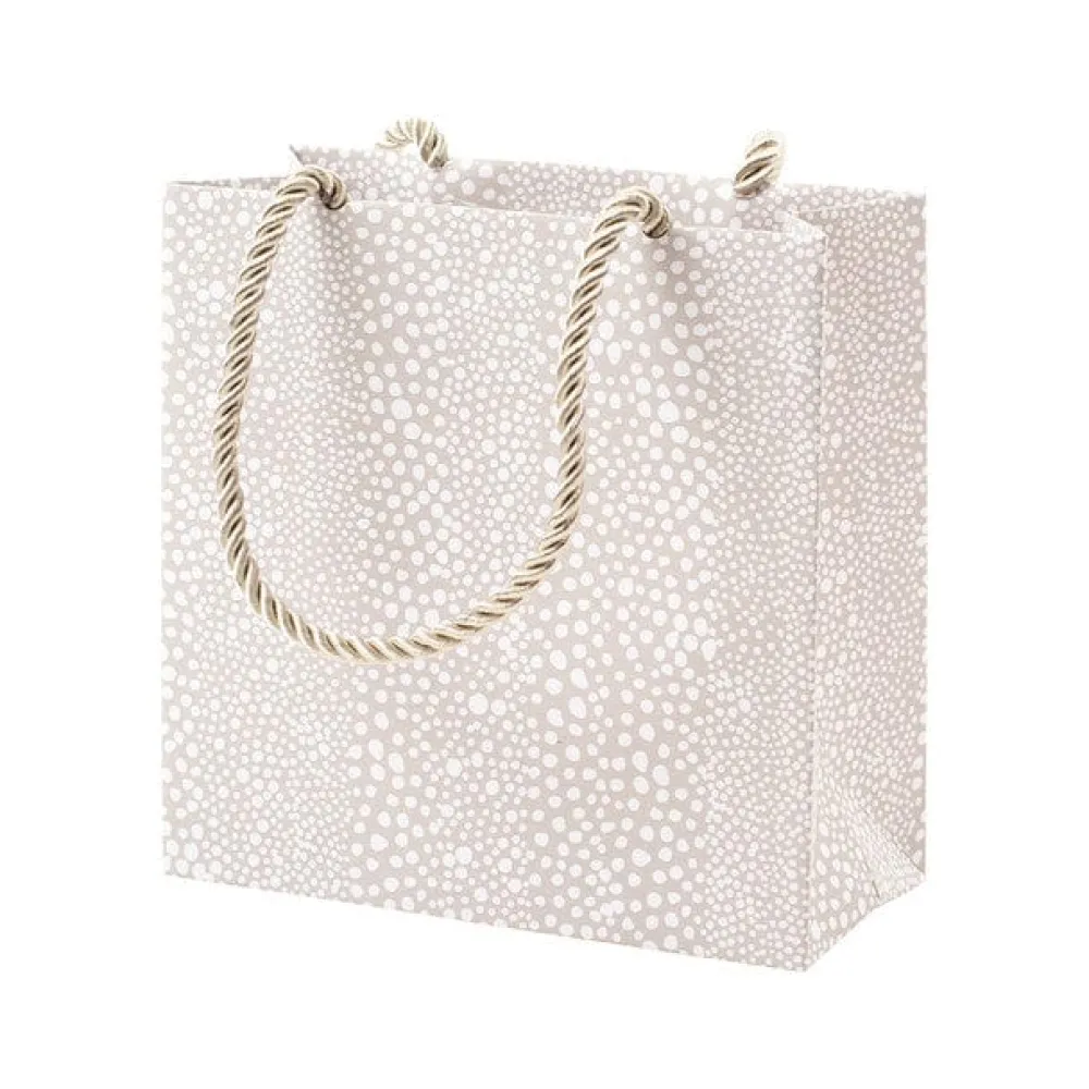 Caspari Christmas Gift & Bottle Bags|Engagement Party|Pebble Small Square Gift Bag in Grey - 1 Each