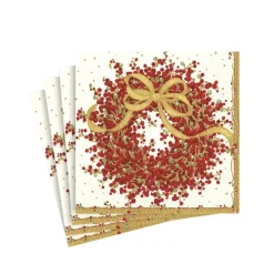 Caspari Christmas Napkins|Paper Cocktail Napkins|Pepperberry Paper Cocktail Napkins - 20 Per Package