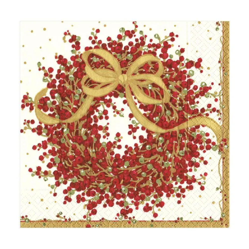 Caspari Christmas Napkins|Paper Luncheon Napkins|Pepperberry Paper Luncheon Napkins - 20 Per Package