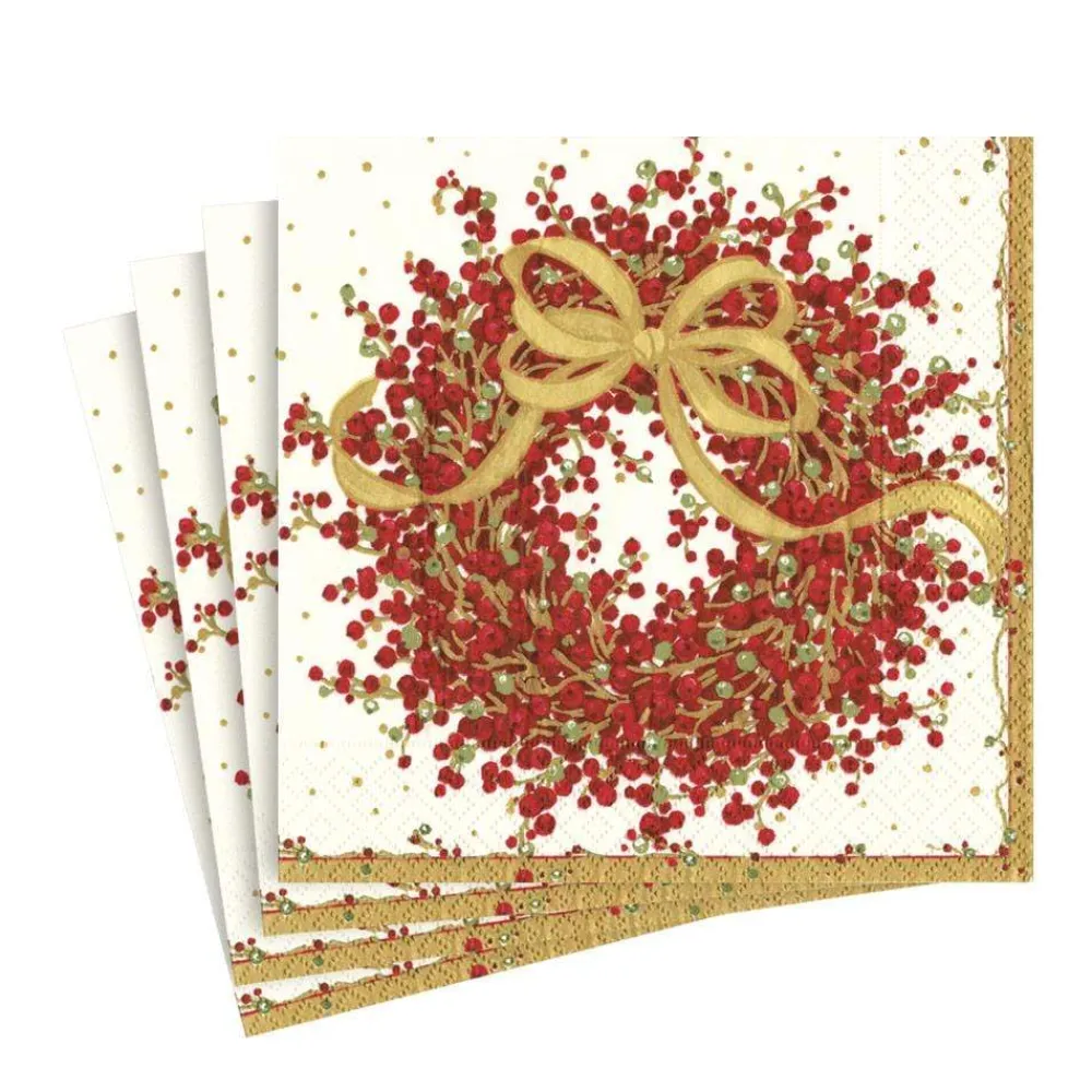 Caspari Christmas Napkins|Paper Luncheon Napkins|Pepperberry Paper Luncheon Napkins - 20 Per Package
