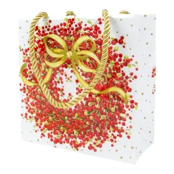 Caspari Gift & Bottle Bags|Pepperberry White Gift Bags - 1 Each