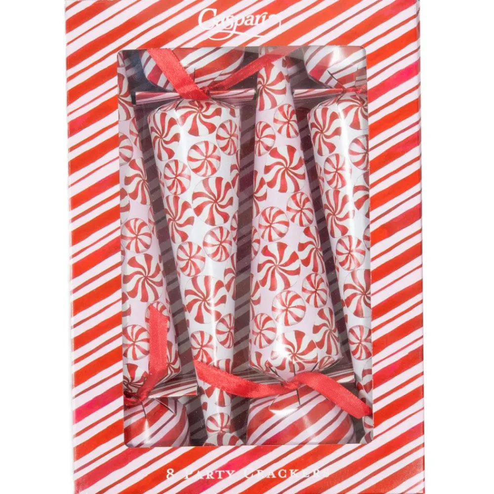 Caspari Christmas Crackers|Celebration Crackers|Peppermint 10" Luxury Cone Crackers - 8 per box