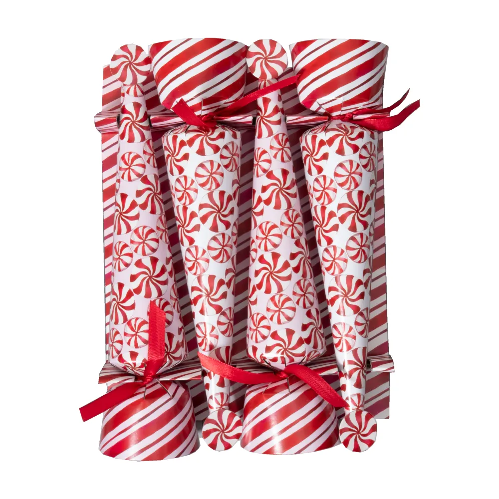 Caspari Christmas Crackers|Celebration Crackers|Peppermint 10" Luxury Cone Crackers - 8 per box