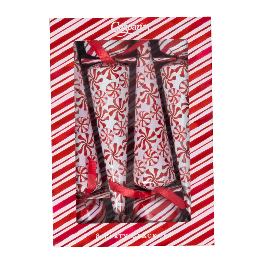 Caspari Christmas Crackers|Celebration Crackers|Peppermint 10" Luxury Cone Crackers - 8 per box