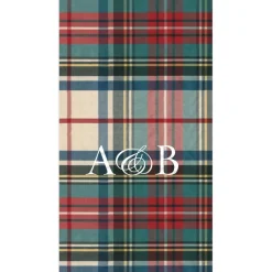 Personalization by Caspari Christmas Napkins|Personalized Holiday Napkins|Personalized Double Initial Dress Stewart Tartan Guest Towel Napkins