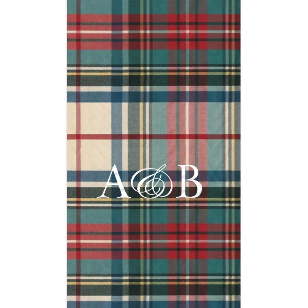 Personalization by Caspari Christmas Napkins|Personalized Holiday Napkins|Personalized Double Initial Dress Stewart Tartan Guest Towel Napkins