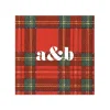 Personalization by Caspari Tailgates|Personalized Holiday Napkins|Personalized Double Initial Royal Plaid Cocktail Napkins