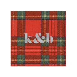 Personalization by Caspari Tailgates|Personalized Holiday Napkins|Personalized Double Initial Royal Plaid Cocktail Napkins