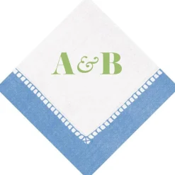 Personalization by Caspari Bridal Shower|Personalized Double Initial Linen Border Cocktail Napkins