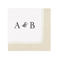 Personalization by Caspari Bridal Shower|Personalized Double Initial Linen Border Cocktail Napkins