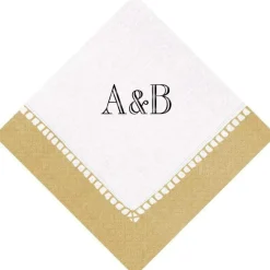 Personalization by Caspari Bridal Shower|Personalized Double Initial Linen Border Cocktail Napkins