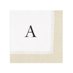 Personalization by Caspari Bridal Shower|Mother'S Day|Personalized Single Initial Linen Border Cocktail Napkins