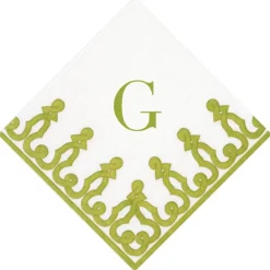 Personalization by Caspari Christmas Napkins|Engagement Party|Personalized Single Initial Passementerie Cocktail Napkins