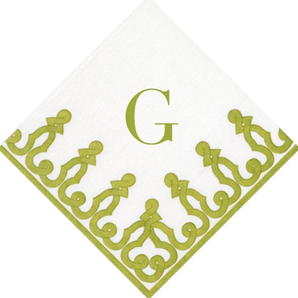 Personalization by Caspari Christmas Napkins|Engagement Party|Personalized Single Initial Passementerie Cocktail Napkins