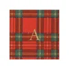 Personalization by Caspari Tailgates|Personalized Holiday Napkins|Personalized Single Initial Royal Plaid Cocktail Napkins
