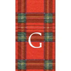 Personalization by Caspari Christmas Napkins|Tailgates|Personalized Single Initial Royal Plaid Guest Towel Napkins