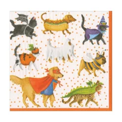 Caspari Halloween|Paper Luncheon Napkins|Pets in Costume Paper Luncheon Napkins - 20 Per Package