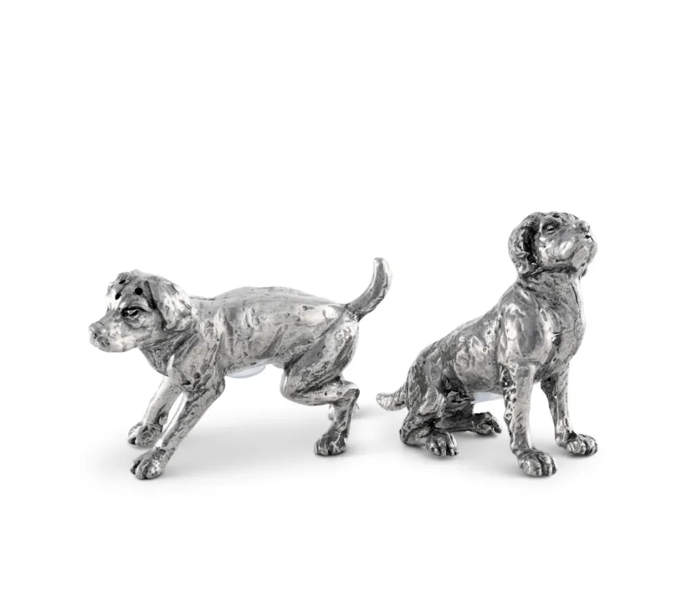Vagabond House Salt & Pepper Shakers|Pewter Spaniel Salt & Pepper Set