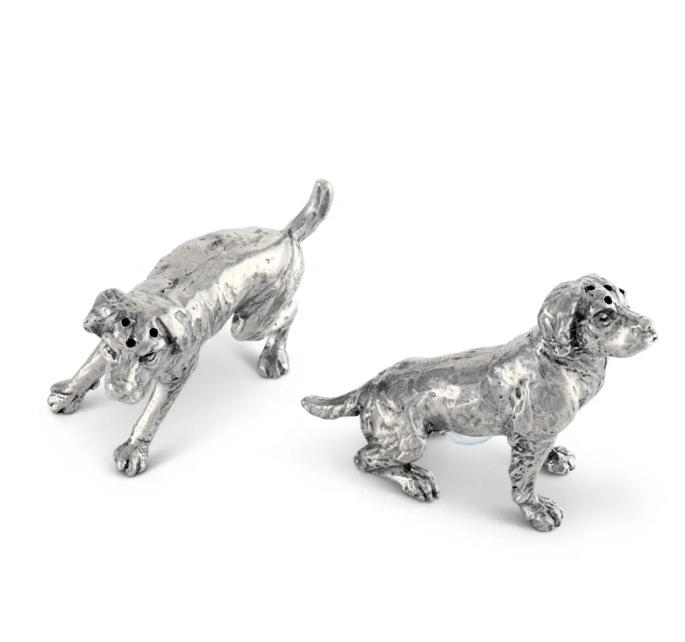 Vagabond House Salt & Pepper Shakers|Pewter Spaniel Salt & Pepper Set