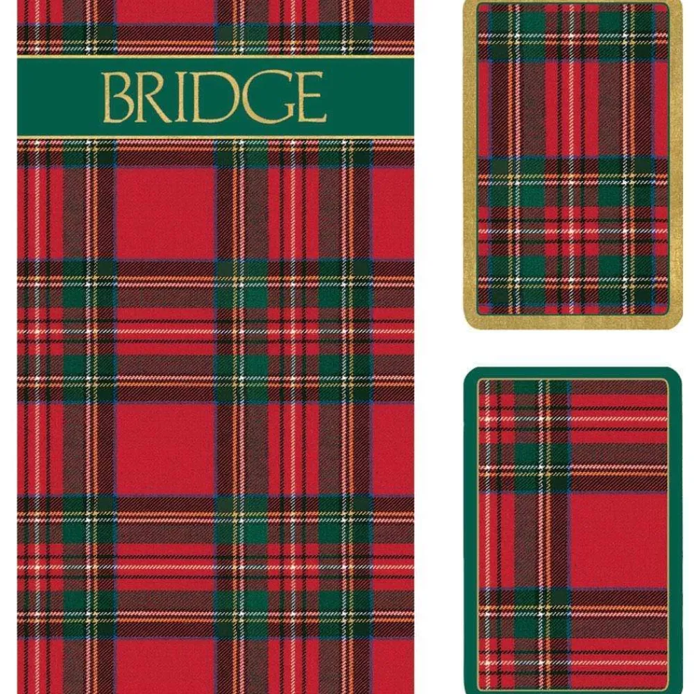Caspari Bridge|Plaid Bridge Gift Set - 2 Playing Card Decks & 2 Score Pads