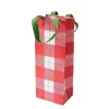 Caspari Christmas Gift & Bottle Bags|Gift & Bottle Bags|Plaid Check Wine & Bottle Gift Bag in Red - 1 Each