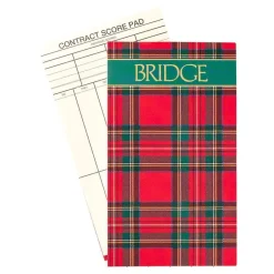 Caspari Bridge|Plaid Large Type Bridge Gift Set - 2 Playing Card Decks & 2 Score Pads