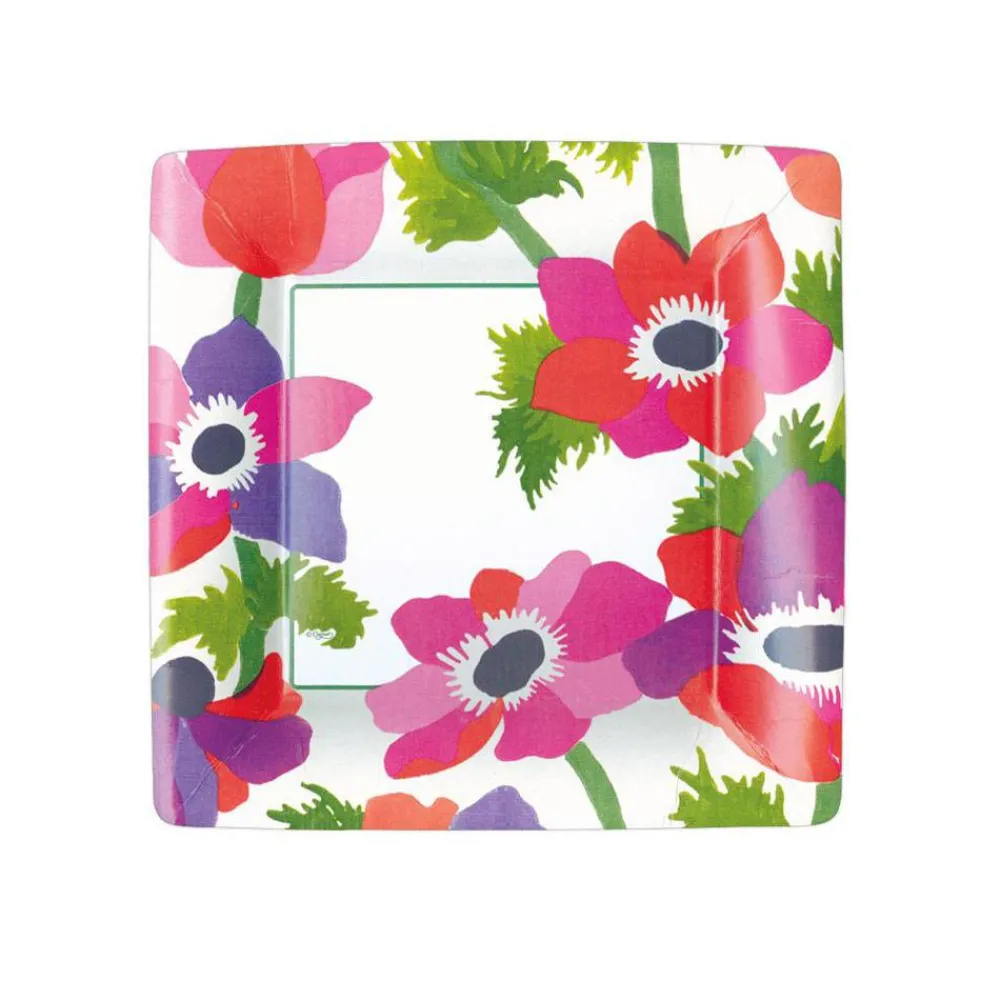 Caspari Paper Salad And Dessert Plates|Poiret Floral Paper Salad & Dessert Plates in Ivory - 8 Per Package