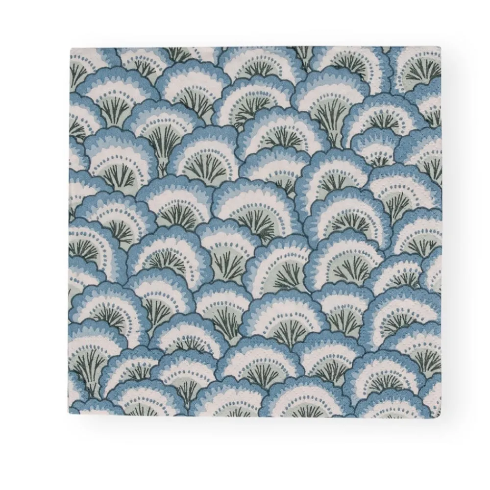 Caspari Paper Luncheon Napkins|Pontchartrain Scallop Blue Luncheon Napkins - 20 Per Package
