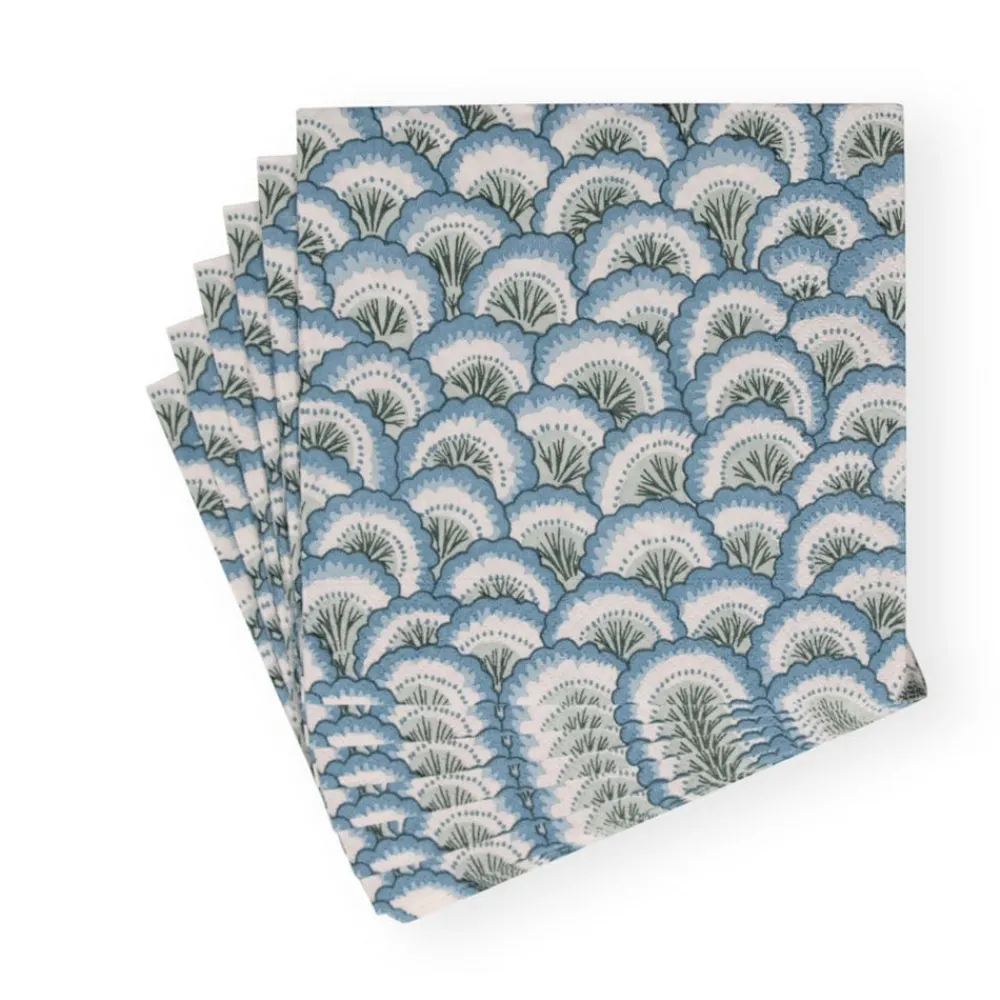 Caspari Paper Luncheon Napkins|Pontchartrain Scallop Blue Luncheon Napkins - 20 Per Package