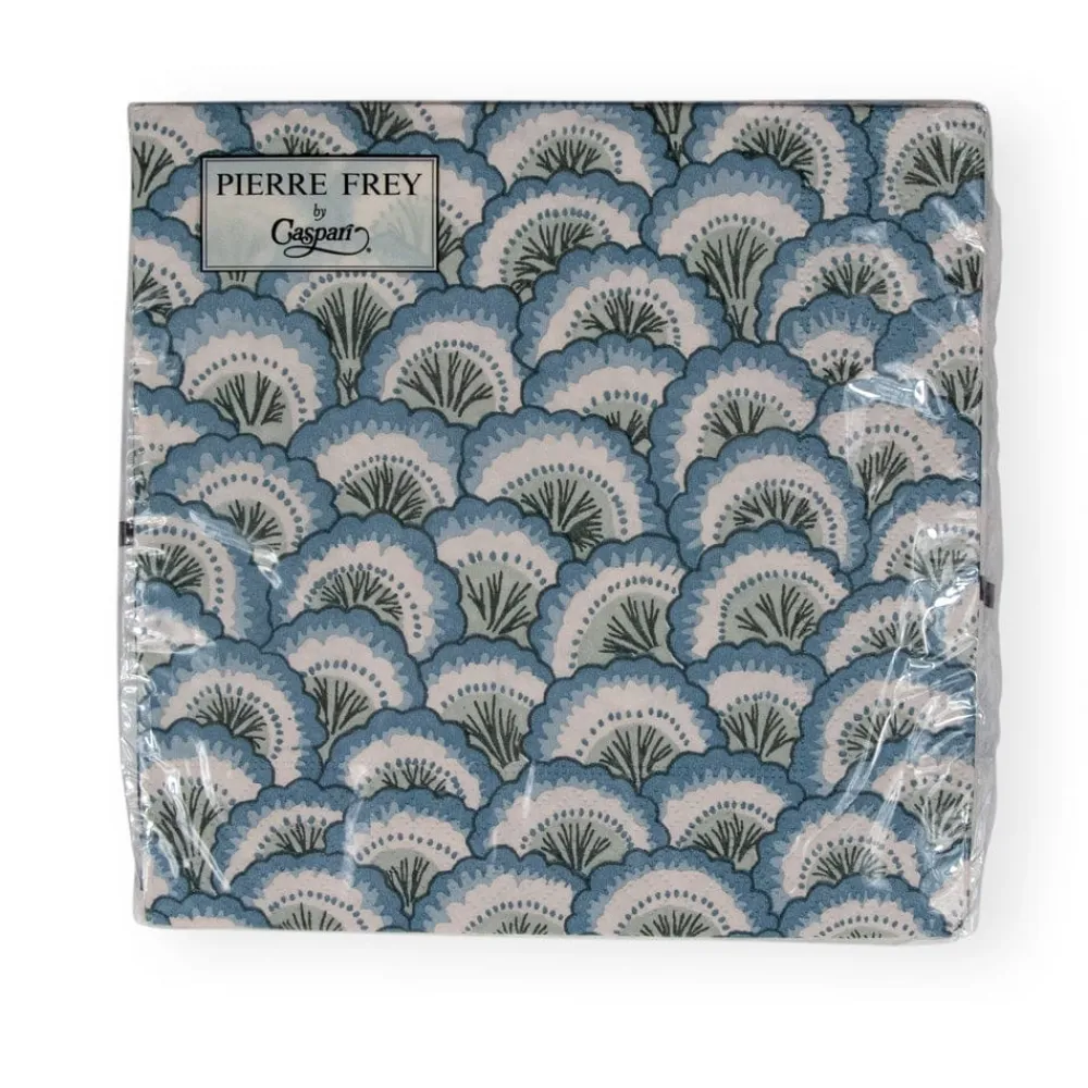 Caspari Paper Luncheon Napkins|Pontchartrain Scallop Blue Luncheon Napkins - 20 Per Package