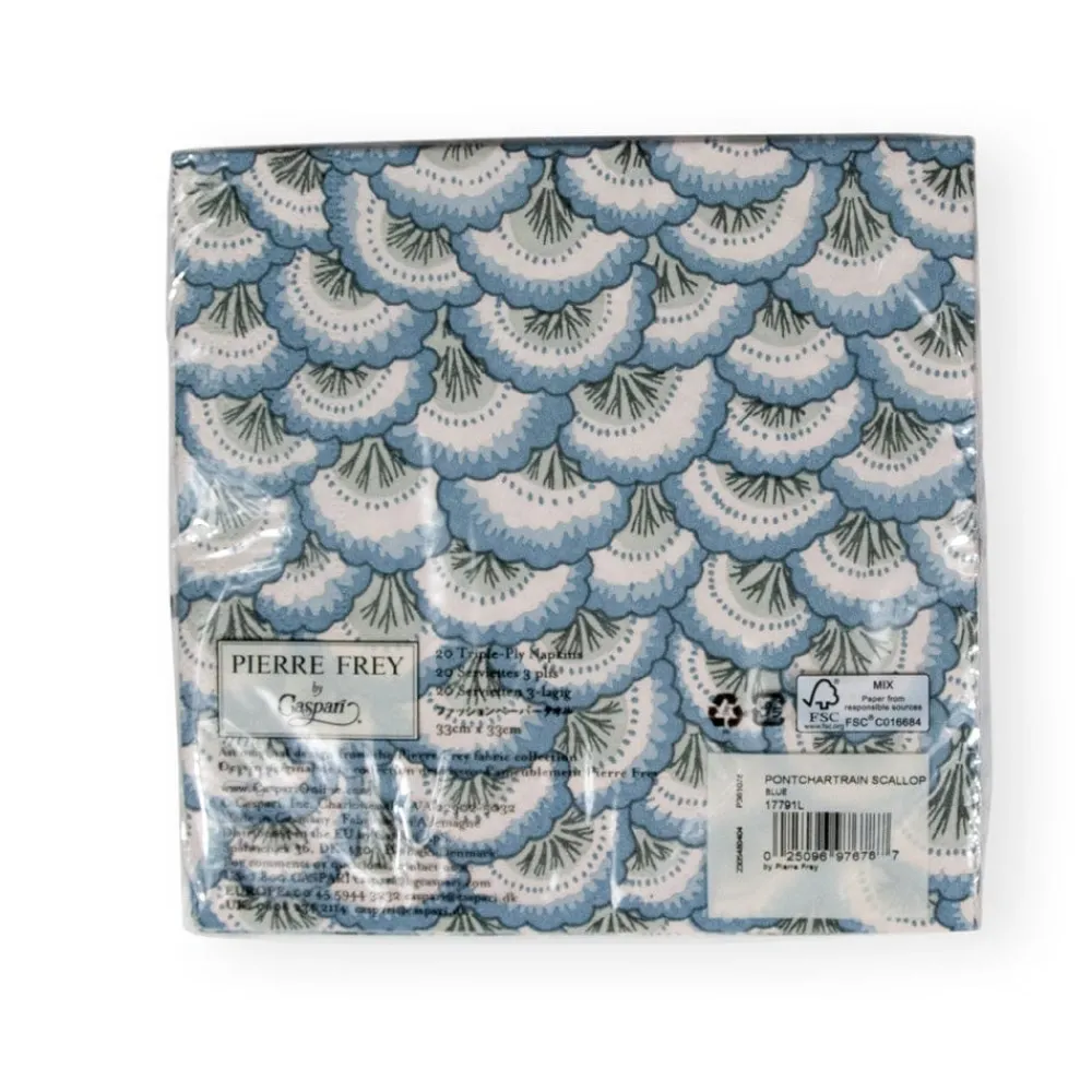 Caspari Paper Luncheon Napkins|Pontchartrain Scallop Blue Luncheon Napkins - 20 Per Package