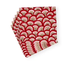 Caspari Paper Luncheon Napkins|Pontchartrain Scallop Red Luncheon Napkins - 20 Per Package