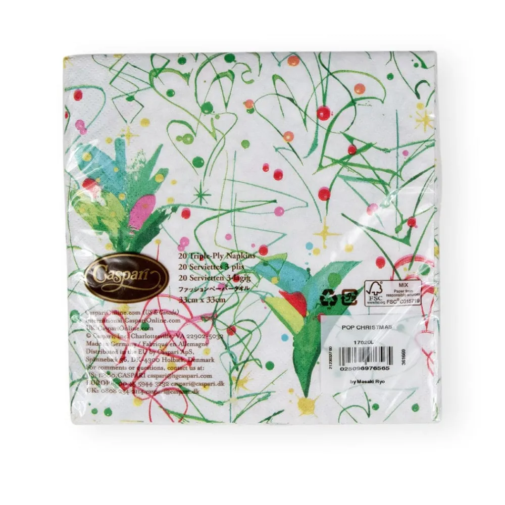 Caspari Christmas Napkins|Paper Luncheon Napkins|Pop Christmas Luncheon Napkins - 20 Per Package