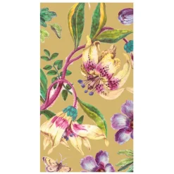 Caspari Paper Guest Towels|Porcelain Blooms Gold Guest Towel Napkins - 15 Per Package