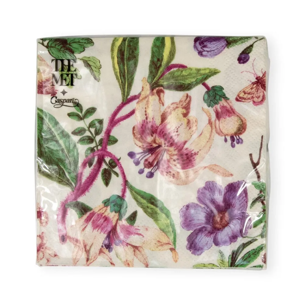 Caspari Bridal Shower|Paper Cocktail Napkins|Porcelain Blooms Ivory Cocktail Napkins - 20 Per Package