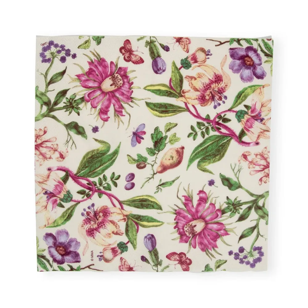 Caspari Bridal Shower|Paper Cocktail Napkins|Porcelain Blooms Ivory Cocktail Napkins - 20 Per Package