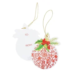 Caspari Christmas Gift Tags & Labels|Gift Tags & Enclosure Cards|Porcelain Ornaments Die-Cut Gift Tags - 4 Per Package