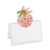Caspari Christmas Place Cards|Place Cards|Porcelain Ornaments Die-Cut Place Cards - 8 Per Package