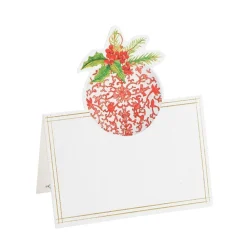 Caspari Christmas Place Cards|Place Cards|Porcelain Ornaments Die-Cut Place Cards - 8 Per Package